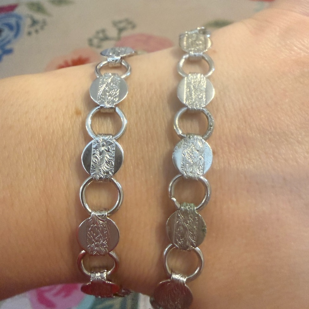 Sarah Coventry‎ Silver Coin Bracelets Set of Two